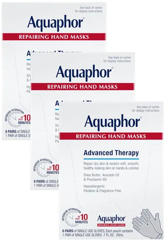 Miniatura 14 de Aquaphor Mascarillas reparadoras de manos, guantes hidratantes para manos secas, hidratante para piel seca con aceite de aguacate y manteca