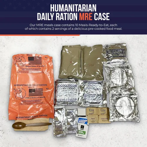 Miniatura 2 de The Wornick Company - Raciones listas para comer (MRE), 1 caja de raciones humanitarias excedentes militares estadounidenses, FEMA, paquete de 10/20
