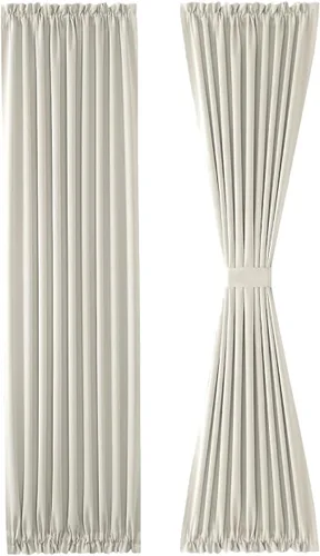Miniatura 7 de DWCN Cortinas de puerta francesa, cortina térmica con bolsillo para barra para puertas con ventana de cristal, puertas de cocina y patio para Beige