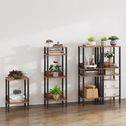 Miniatura 3 de Vimber Mesa auxiliar, mesa lateral, juego de 2, mesitas de noche con estantes de almacenamiento de 2 niveles, mesa para sofá para espacios pequeños