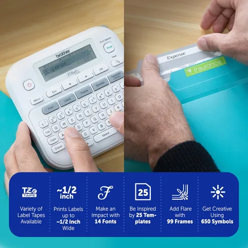 Miniatura 2 de Brother P-Touch - Máquina etiquetadora PTD220, impresora térmica sin tinta para organización del hogar y la oficina, portátil y ligera, teclado