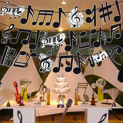 Miniatura 8 de Cartel musical para fiesta de cumpleaños, fiesta musical, cartel musical, decoración con recortes para conciertos de música, suministros para fiesta