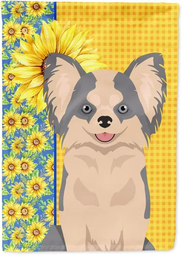Miniatura 343 de Caroline's Treasures WDK5331CHF - Bandera de verano con diseño de girasoles rojos y blancos, manga grande, para porche, para colgar en la pared