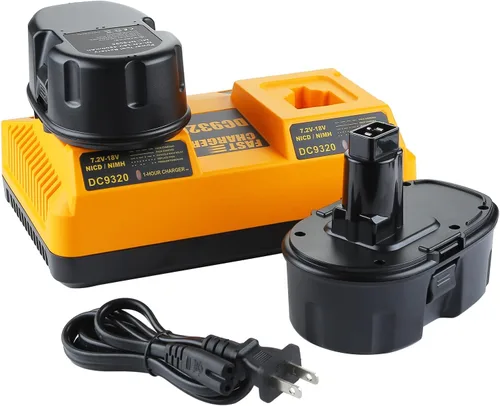 Paquete de 2 baterías de repuesto de 4.5 Ah 18V para Dewalt DC9096 DC9099 DC9098 DW9095 DW9096 y cargador dual DC9320 compatible con cargador de