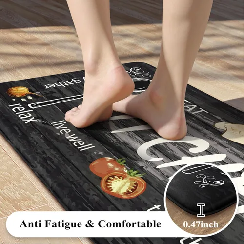 Miniatura 3 de KIMODE Alfombra de Cocina Antifatiga 2 Piezas, Alfombras de Cocina Antideslizantes e Impermeables, Alfombra de Cocina de Estilo Rústico en Gris