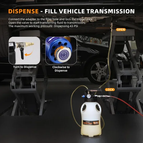 Miniatura 4 de FOUR UNCLES Bomba de fluido de transmisión de 6L - Extractor y dispensador de fluidos de transmisión neumática con 15 adaptadores de metal ATF