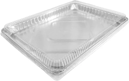 Paquete de 10 bandejas de aluminio duraderas para hornear de 1/2 de tamaño medio, con tapas de cúpula, moldes desechables de aluminio para hornear,