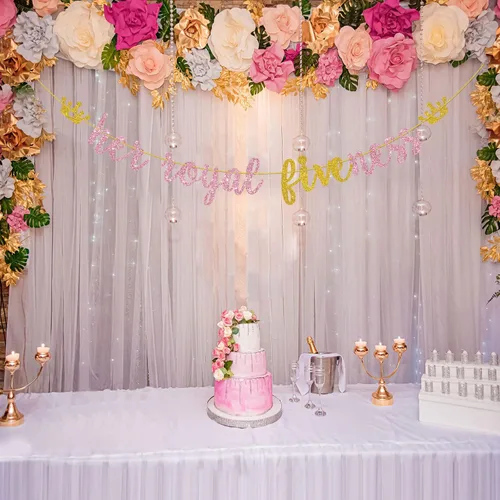 Miniatura 8 de Cartel colgante con texto en inglés "Her Royal Fivenness", "Happy 5th Birthday", suministros de decoración de fiesta de cumpleaños de 5 años