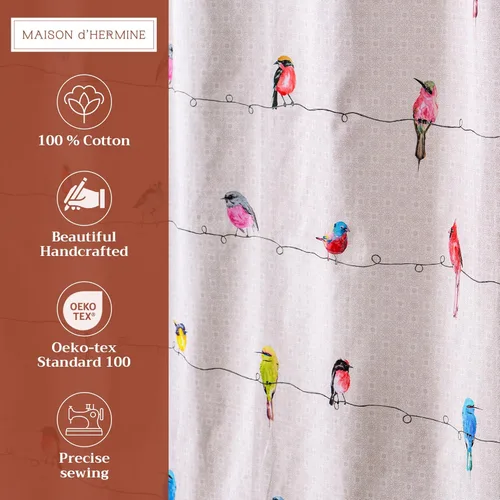 Miniatura 2 de Maison d' Hermine Cortina de ducha 100% algodón, un panel, 70 x 72 pulgadas, cortinas de ducha de tela lavable para baño, fácil de colgar con 12