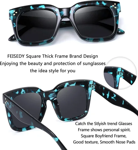 Miniatura 4 de FEISEDY Gafas de sol vintage de mariposa para mujer, diseño de lujo, cuadrado, degradado, B2486