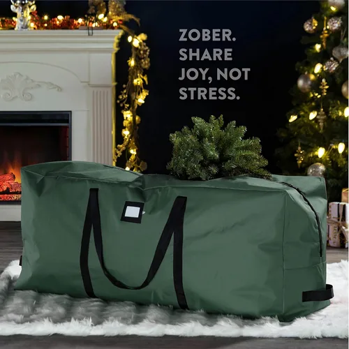 Miniatura 2 de Bolsa de alta calidad para guardar el árbol de Navidad, para árboles artificiales desarmados de hasta 9 pies de alto, tiene asas duraderas y un Verde