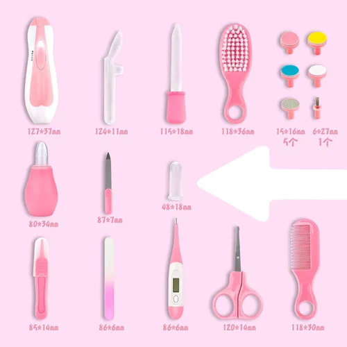 Miniatura 3 de Kit de aseo para bebés, juego de cuidado de seguridad infantil con cepillo para el cabello, peine cortaúñas, aspirador nasal, kit esencial