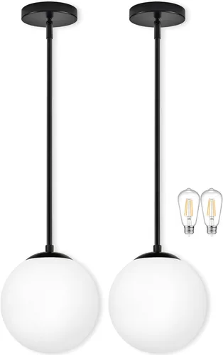 Miniatura 33 de Bagood Lámpara Colgante de Globo de 6" Dorada Lámpara Colgante de Mediados de Siglo Luces Colgantes de Globo para Isla de Cocina Acabado en Latón