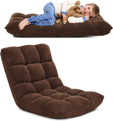 Miniatura 13 de Silla de suelo ajustable de 14 posiciones, silla acolchada para juegos, sofá plegable transformable, sofá perezoso de respaldo alto, ideal para Negro