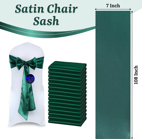 Miniatura 36 de mds - Lote de 10 lazos de satén para sillas de boda y eventos, para decoración de fiestas, 30 colores, Satin, 10 Verde oliva
