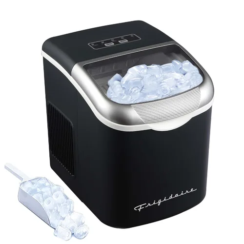 Miniatura 10 de FRIGIDAIRE Máquina de hacer hielo compacta retro, hielo bala, 26 libras por día (MerlotRed)