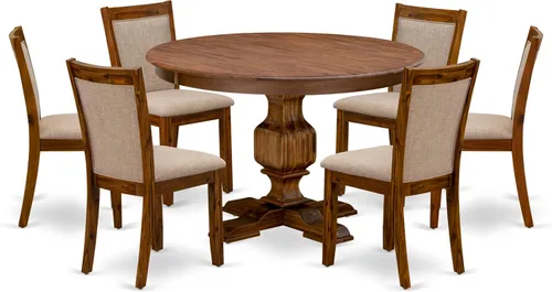 Miniatura 16 de East West Furniture F2MZ5-N04 - Juego de muebles de comedor de 5 piezas, incluye una mesa de comedor redonda con pedestal y 4 sillas tapizadas