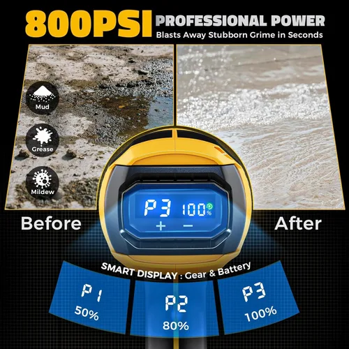 Miniatura 3 de Ecarke Herramienta de limpieza portátil para automóvil compatible con batería Dewalt de 20 V, boquilla 6 en 1 y cañón de espuma, ajuste de 3