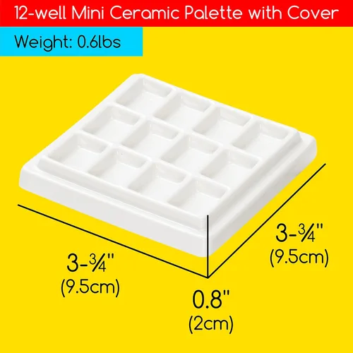 Miniatura 2 de MEEDEN Paquete de 3 paletas de cerámica con cubierta, paleta de pintura para mezcla de colores de gouache de acuarela, paleta de porcelana blanca