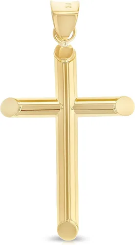 Ioka Colgante de cruz clásico de oro real de 14 quilates para collar o cadena, Metal, No es una piedra preciosa