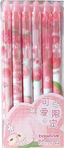 MOZXIRZ 6 piezas de bolígrafos de tinta de gel borrables, bolígrafos retráctiles, lindos bolígrafos rosa y melocotón, bolígrafo de punta fina,