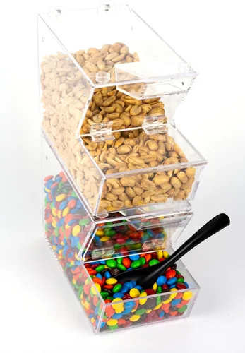 Miniatura 8 de IneVibe Dispensador de cobertura de caramelo – Recipiente acrílico a granel con cuchara, apilable y magnético para múltiples soportes en el estante