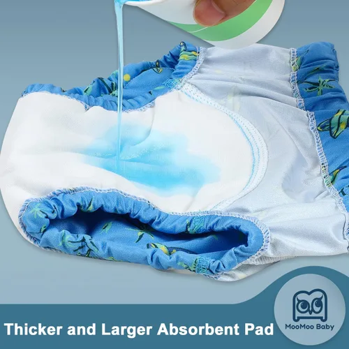 Miniatura 2 de MooMoo Baby Ropa interior de entrenamiento de plástico, pantalones de goma a prueba de fugas para entrenamiento para ir al baño para niños y niñas