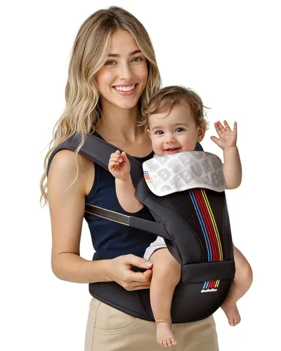 Miniatura 10 de Baby Carrier with Hip Seat, BeBeBus 2-in-1 Ergonomic Newborn to Toddler Carrier up to 44 lbs, Detachable Hands-Free for Infant, All Season Carry