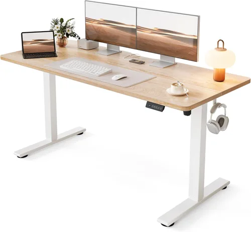 Miniatura 10 de Cubiker Escritorio de Pie de 40 x 24 Pulgadas, Mesa Eléctrica de Oficina en Casa de Altura Ajustable, Escritorio Sit-Stand con Tablero de Empalme