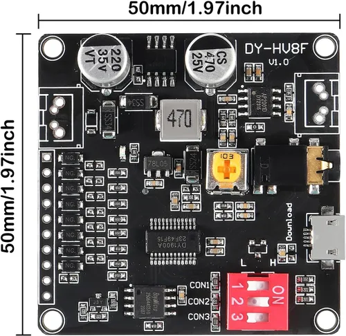 Miniatura 7 de 2 unids tablero de módulo de reproducción de voz MP3 reproductor de música 20 W 12 V 24 V placa de sonido de alta potencia UART E/S amplificador
