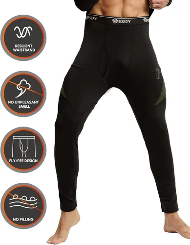 Miniatura 3 de CL convallaria Conjunto de ropa interior térmica para hombre con bragueta, capa base larga para invierno, equipo de caza, parte superior e inferior