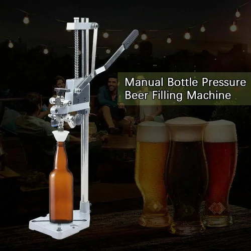 Miniatura 4 de YIYIBYUS Presión manual de botellas: llenado de botellas de contrapresión, llenado de botellas de cerveza de acero inoxidable/vino, máquina