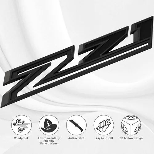 Miniatura 3 de 2 piezas Nuevos Emblemas Z71 de Reemplazo para 2019-2021 Silverado 1500 2500 3500 Vinilo Adhesivo 84632695 Placa de Identificación OEM (Negro Mate)