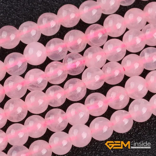 Miniatura 3 de GEM-Inside - Cuentas sueltas de cuarzo rosa de 0.157 pulgadas (0.157 in), cuentas redondas naturales para hacer joyas para adultos, 15 pulgadas