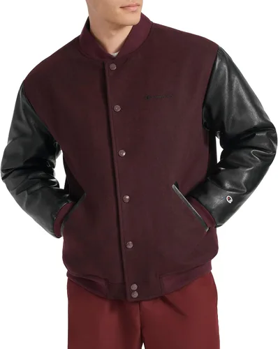 Miniatura 10 de Champion Men's Letterman Varsity Bomber Jacket With Faux Leather Sleeves
