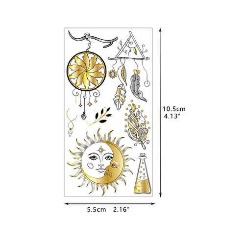 Miniatura 4 de Glaryyears Tatuaje temporal dorado metálico para mujeres adultas, paquete de 18 tatuajes realistas de tamaño pequeño de larga duración, paquete