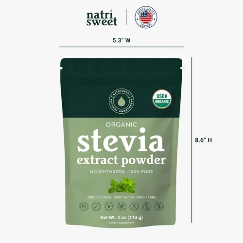 Miniatura 7 de Polvo de stevia orgánico, edulcorante de stevia 100% puro, 4 onzas, alternativa de azúcar de bajo índice glucémico, edulcorante en polvo