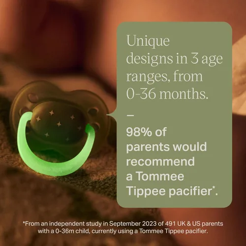 Miniatura 4 de Tommee Tippee Chupetes NightGlow de 18 a 36 meses, que brillan en la oscuridad, pezón simétrico, 100% silicona libre de BPA, aptos para lavavajillas