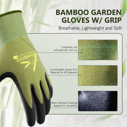 Miniatura 2 de COOLJOB 2 pares de guantes de jardinería para mujeres y hombres, guantes de trabajo de bambú para pantalla táctil, guantes de trabajo