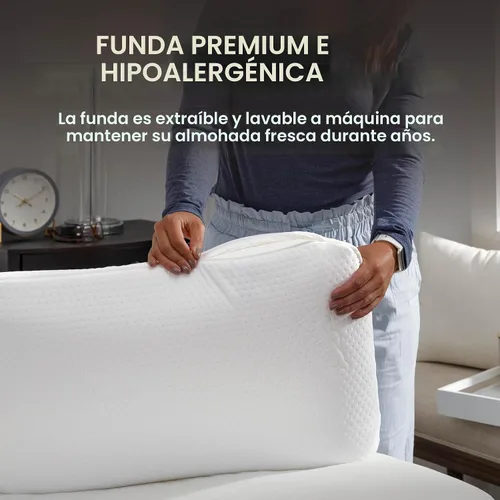 Miniatura 5 de Tempur-Pedic Almohada Symphony de Espuma Viscoelástica Sensación Suave de Lujo, Estándar, Blanco
