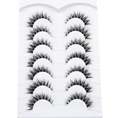 Miniatura 173 de Pooplunch - Pestañas postizas finas de visón sintético, estilo ojo de gato, naturales, cruzadas, tipo racimo, efecto 8D de volumen, tiras