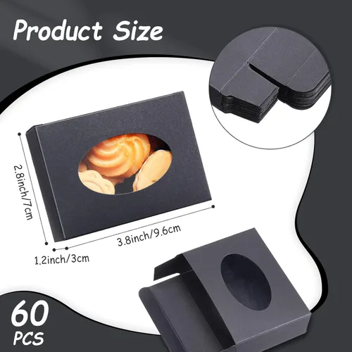 Miniatura 2 de Spakon Paquete de 60 cajas de jabón Kraft para hacer en casa, grandes, 3.8 x 2.8 x 1.2 pulgadas, cajas de regalo con ventana ovalada para jabones