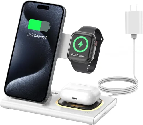 Miniatura 41 de Estación de carga 3 en 1 para iPhone 17 - Cargador inalámbrico para productos Apple para iPhone 17 16 15 14 13 12 11 Pro Max - Estación de carga Azul