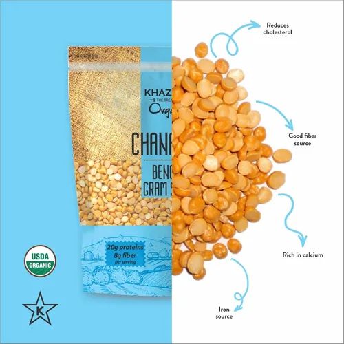 Miniatura 3 de Khazana Orgánico Chana Dal 7lb - Bengala Gram Split - Sin OMG, sin gluten y Kosher - Lentejas auténticas de la India