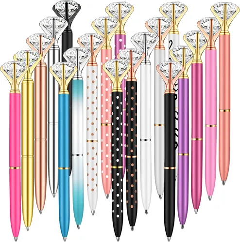 Miniatura 8 de PASISIBICK 20 bolígrafos de diamante de bonitos y hermosos bolígrafos de diamantes de cristal para mujeres, regalos de decoración de boda, despedida