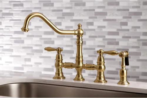Miniatura 4 de Kingston Brass KS3277ALBS Grifo de cocina con rociador lateral, latón cepillado, 13.06 x 14.06 x 9.44 Cobrizo cepillado