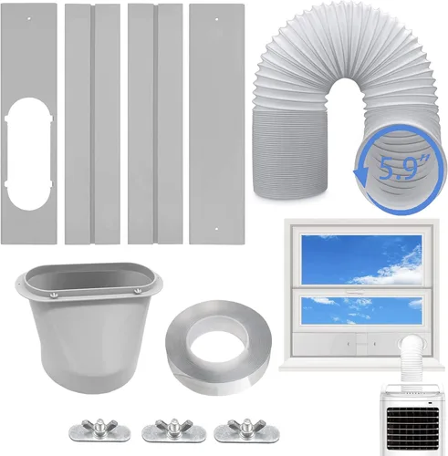 Kit de ventilación de aire acondicionado portátil con manguera de escape de 5.9 pulgadas, sello universal para unidad de CA, kit de ventana con