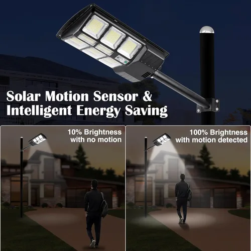 Miniatura 7 de ZJOJO Luz solar de calle de 800 W, impermeable, 15000 lúmenes, 728 luces LED solares para exteriores del atardecer al amanecer, luz LED