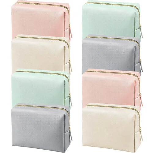 Miniatura 11 de Dunzy - Estuche de maquillaje de 8 piezas, de piel sintética, impermeable, pequeño, bolsa de aseo, organizador de cosméticos portátil, resistente al
