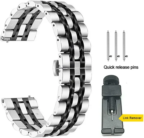 Miniatura 2 de Correa compatible con Galaxy Watch de 1.812 pulgadas / Galaxy 3 de 1.772 pulgadas, 0.872 pulgadas, correa de repuesto de metal de acero inoxidable